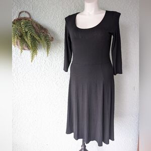 Boden Black Jersey Knit dress empire waist Midi Career‎ Party Sz 12R